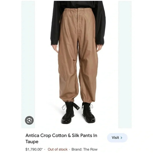 NWT The Row Antica Pant Parachute Cargo Utility Wide Leg Cotton Silk Taupe 8 - Picture 7 of 17